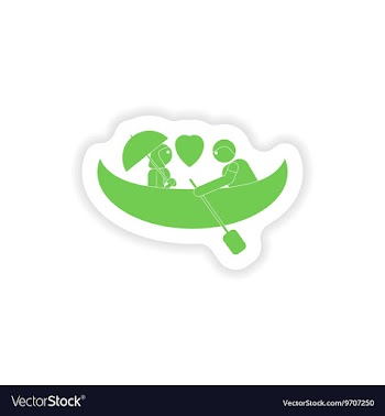 Paper sticker on white background love boat vector image