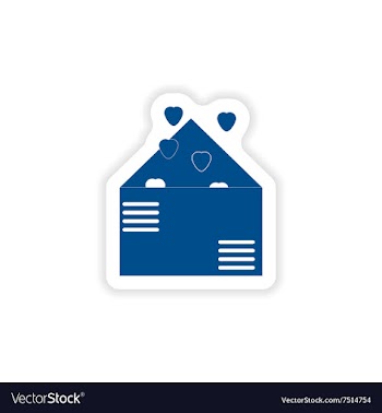 Paper sticker on white background love letter vector image