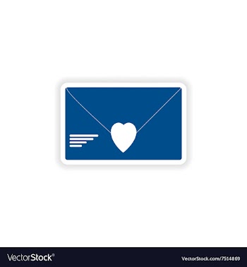 Paper sticker on white background love letter vector image