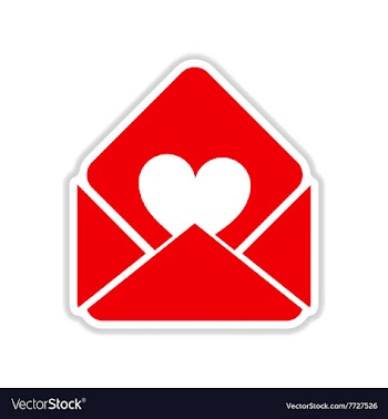 Paper sticker on white background love letter vector image