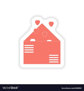 Paper sticker on white background love letter vector image