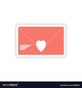 Paper sticker on white background love letter vector image