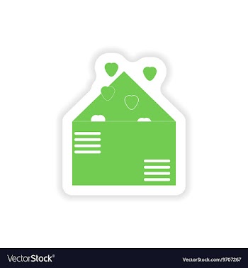 Paper sticker on white background love letter vector image