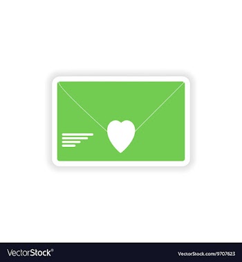 Paper sticker on white background love letter vector image