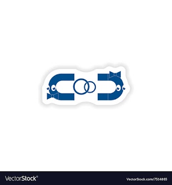 Paper sticker on white background love magnets vector image