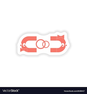 Paper sticker on white background love magnets vector image