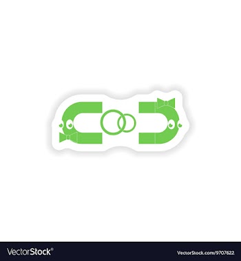 Paper sticker on white background love magnets vector image