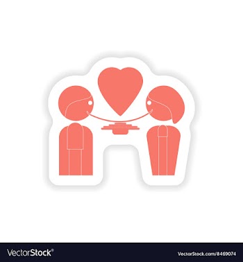 Paper sticker on white background lovers eating vector image