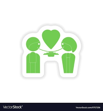 Paper sticker on white background lovers eating vector image