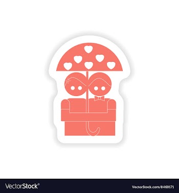 Paper sticker on white background lovers under vector image