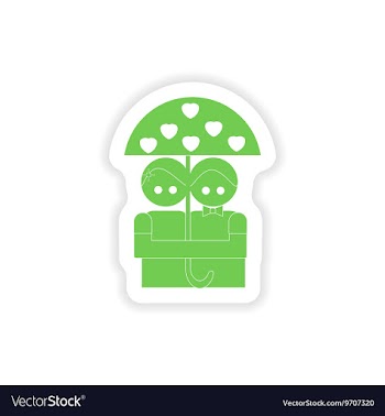 Paper sticker on white background lovers under vector image
