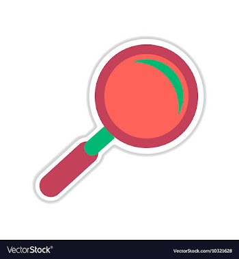 Paper sticker on white background magnifying glass vector image