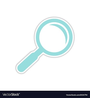 Paper sticker on white background magnifying glass vector image