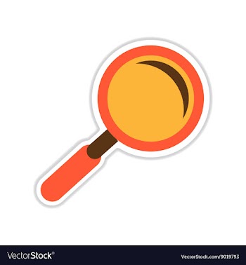 Paper sticker on white background magnifying glass vector image