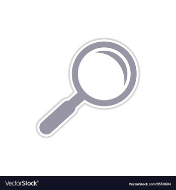Paper sticker on white background magnifying glass vector image