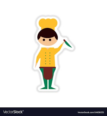 Paper sticker on white background male cook vector image