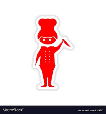 Paper sticker on white background male cook vector image