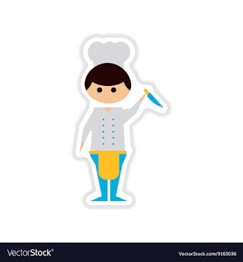 Paper sticker on white background male cook vector image