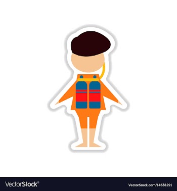 Paper sticker on white background male diver vector image