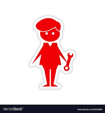 Paper sticker on white background male plumber vector image