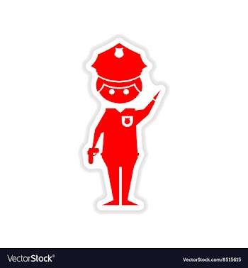 Paper sticker on white background male police vector image