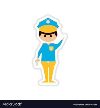 Paper sticker on white background male police vector image