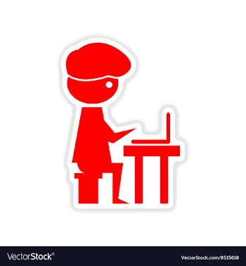 Paper sticker on white background male programmer vector image