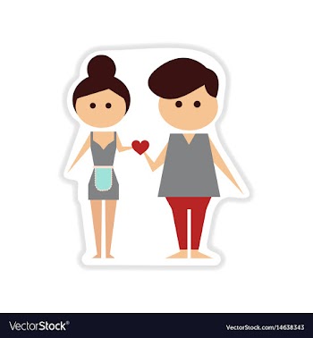 Paper sticker on white background man and woman vector image