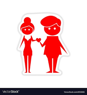 Paper sticker on white background Man and woman vector image