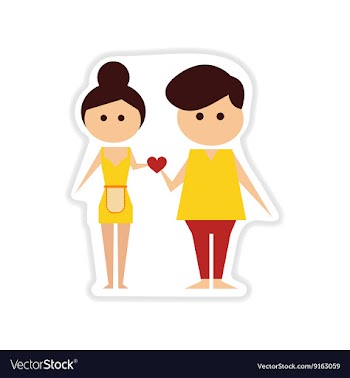 Paper sticker on white background Man and woman vector image