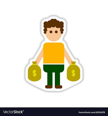 Paper sticker on white background man bags of vector image