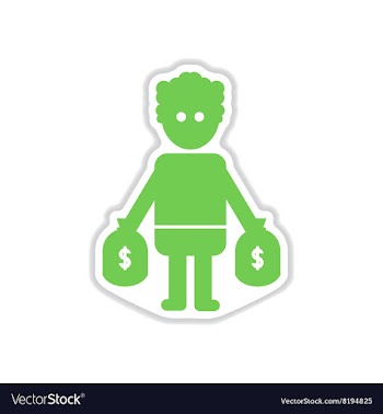Paper sticker on white background man bags of vector image