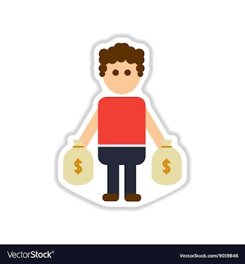 Paper sticker on white background man bags of vector image