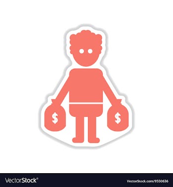Paper sticker on white background man bags of vector image