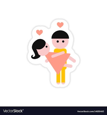 Paper sticker on white background man carries vector image