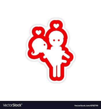 Paper sticker on white background man carries vector image