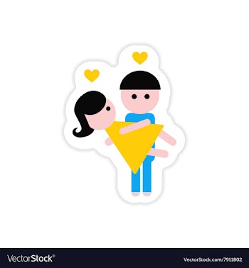 Paper sticker on white background man carries vector image