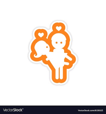 Paper sticker on white background man carries vector image