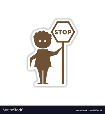 Paper sticker on white background man stop vector image