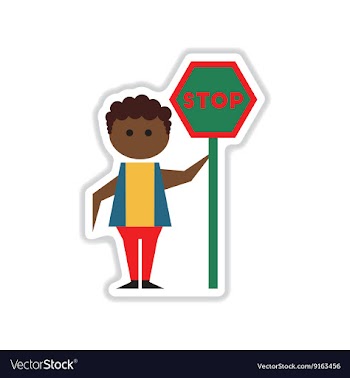 Paper sticker on white background man stop vector image