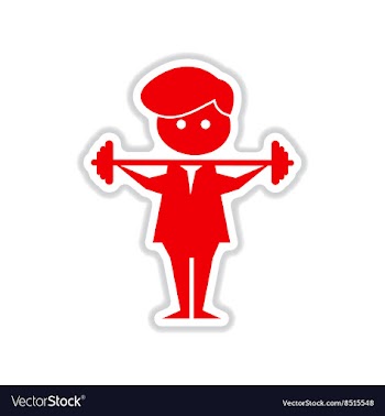 Paper sticker on white background man with barbell vector image
