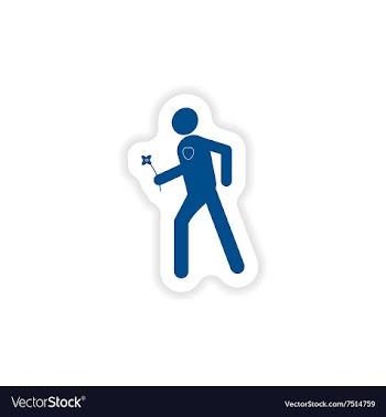 Paper sticker on white background man with flower vector image