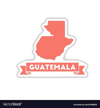 Paper sticker on white background map Guatemala vector image