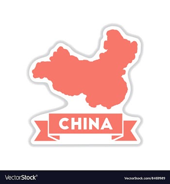 Paper sticker on white background map of China vector image