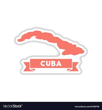 Paper sticker on white background map of Cuba vector image