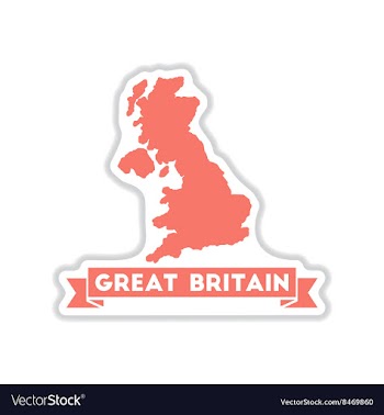 Paper sticker on white background map of Great vector image