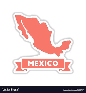 Paper sticker on white background map of Mexico vector image