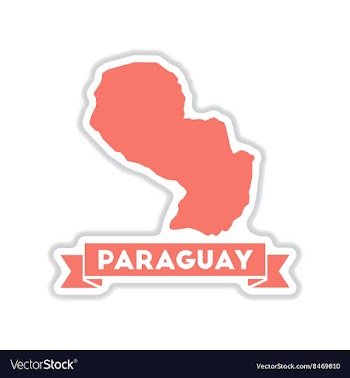 Paper sticker on white background map of Paraguay vector image