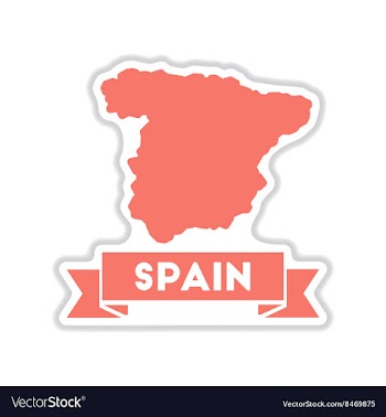 Paper sticker on white background map of Spain vector image