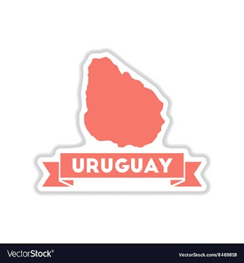 Paper sticker on white background map of Uruguay vector image